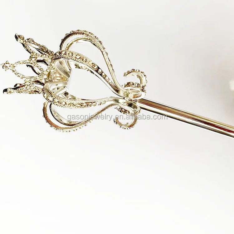 Fairy Princess Queen Silver Magic Wand Crystal Rhinestone Scepters