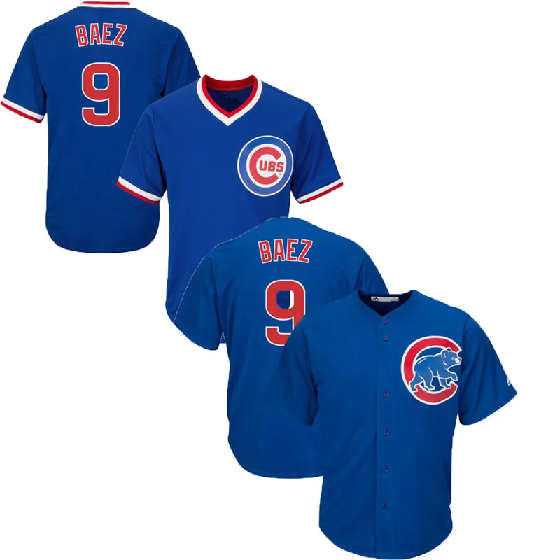 Chicago Cubs 44 Anthony Rizzo 9 Javier Baez 17 Kris Bryant Stitched Baseball Jerseys