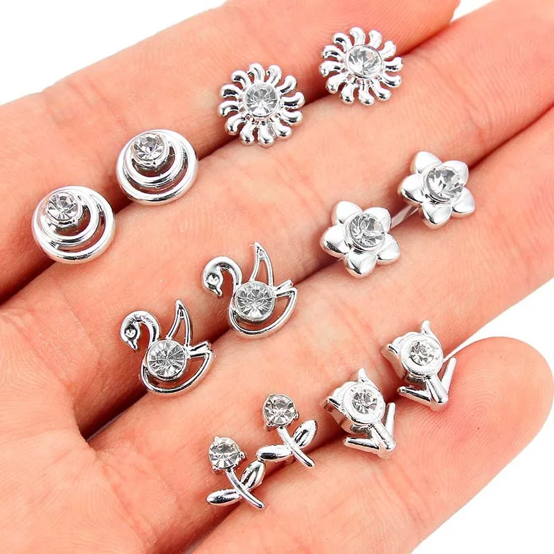 

Wholesale Cheap 36 Pairs Small Jewelry Earrings Set Alloy Men Earring Stud Women's Creative Multi-type Unisex Earrings, Picture shows