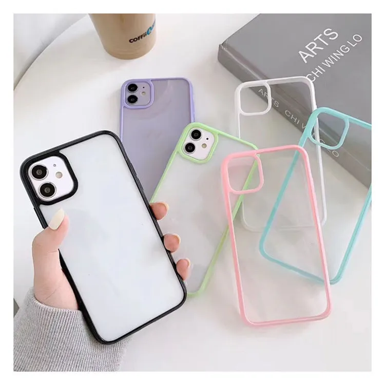 

Candy Color Soft Border Shockproof Phone Case For iPhone 13 12 11 Pro Max XR X XS Max 7 8 Plus Clear Back Cover