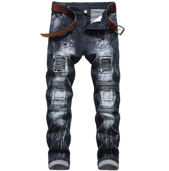 

Custom Wholesale OEM Service Men Ripped Trousers Denim Jeans Pants, Custom-made