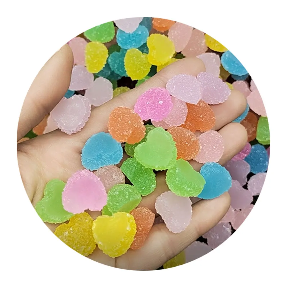 

Assorted Soft Resin Sugar Heart CabochonsValentines Day Cabochons Kawaii Cute Jelly Fruit Heart Sweets