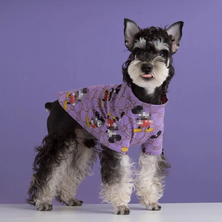 

Cute designer famous brand micky mouse purple summer dog shirt