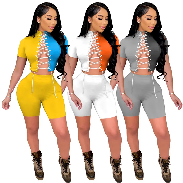 

Fashion women new style club wear 2021 sexy clothes sleeveless 2 piece short set star point hollow out printed 2 piece set