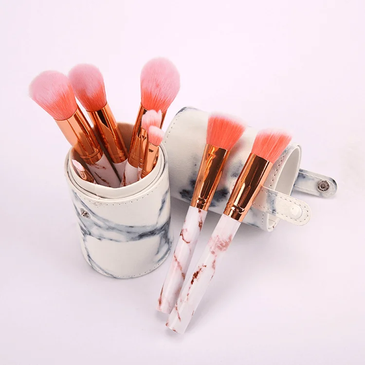 2020 2019 wholesale 10 pcs marble luxury vegan professional custom Private label makeupbrush makeup brushes bag set with holder