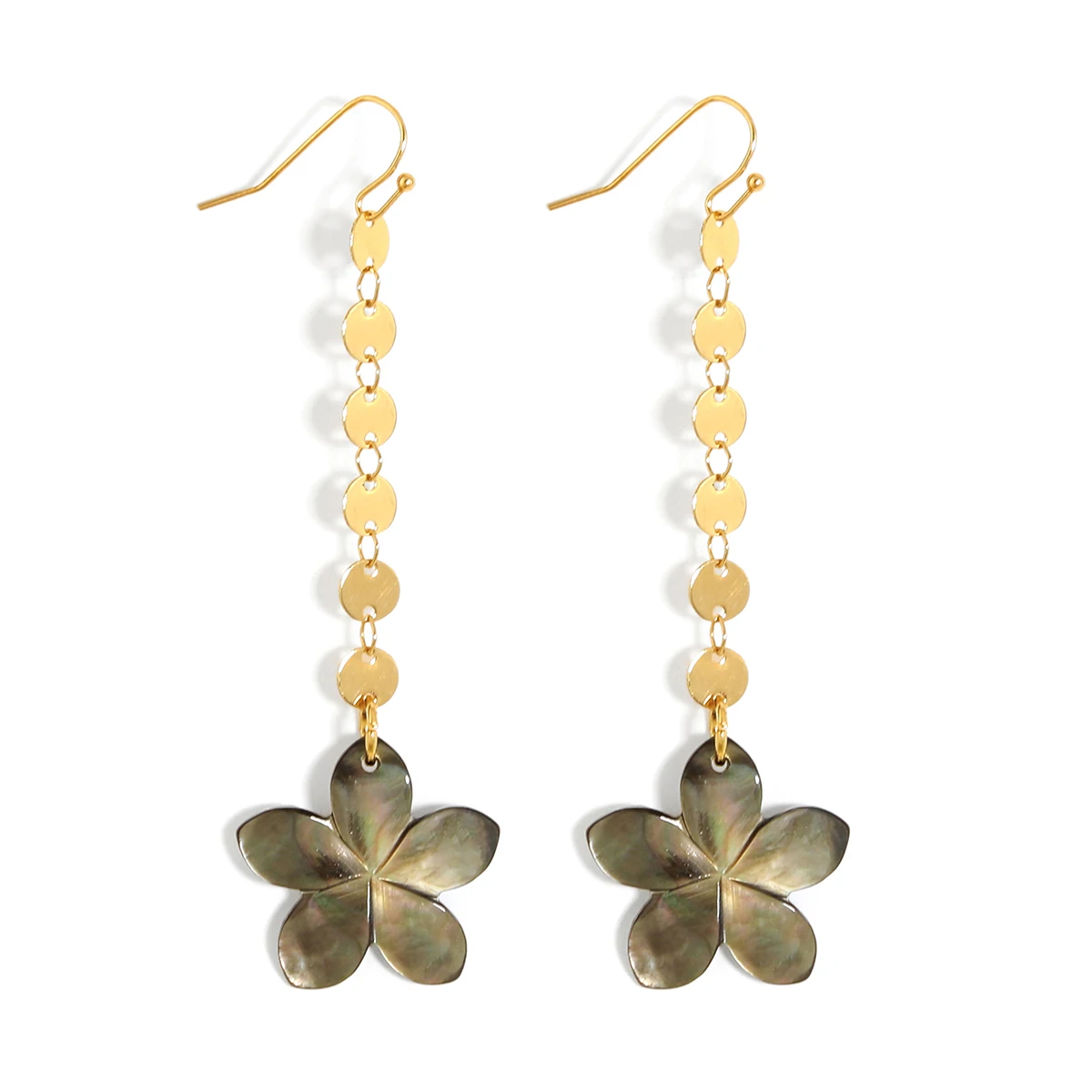 Hawaiian style Simple fashion chain flower pendant drop gold plated earrings wholesale