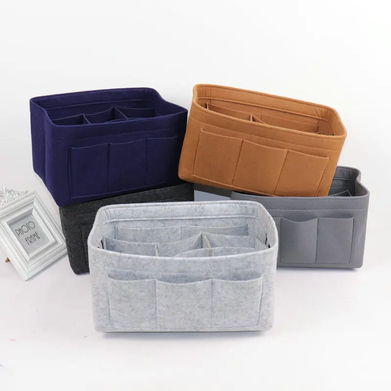 

Wholesale custom Insert Felt Bag Organizer for Handbag Purse Organiser Tote Bag Travel makeup bag organizer, Customized