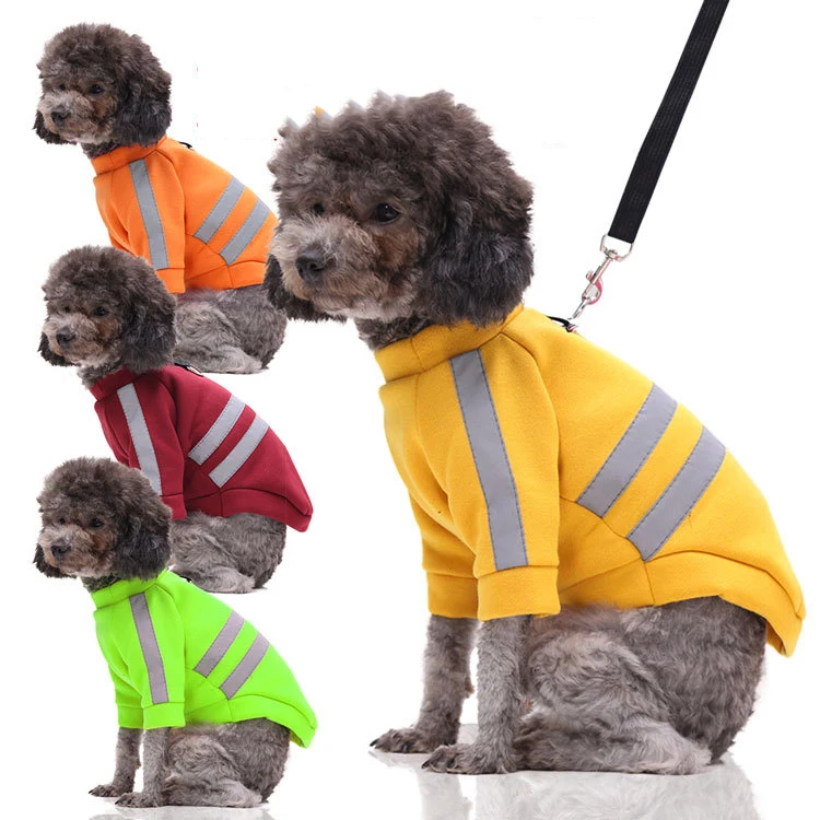 

Wholesale safety pet clothes new autumn winter night reflective dog sweater