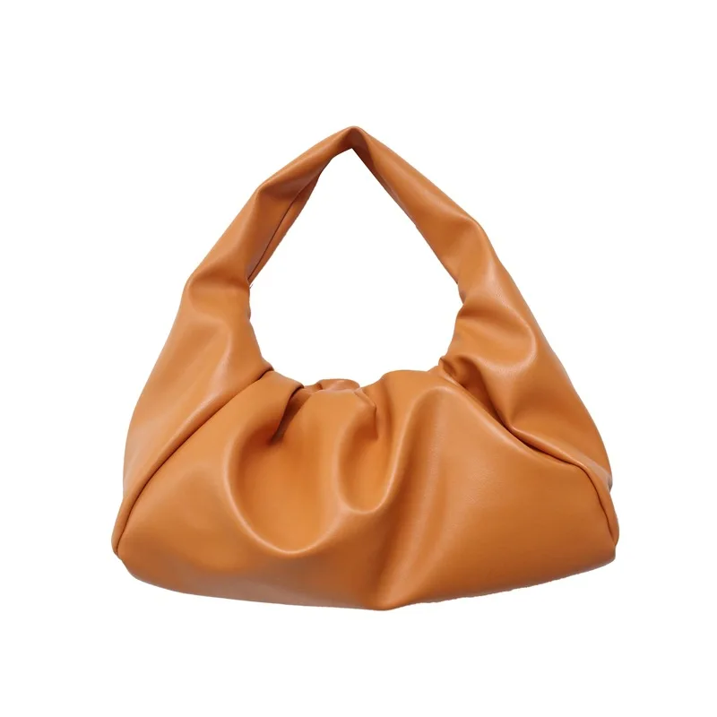 

Cloud Shape Pure Color Ruched Pattern Woman Small Casual Tote Handbag, As picture
