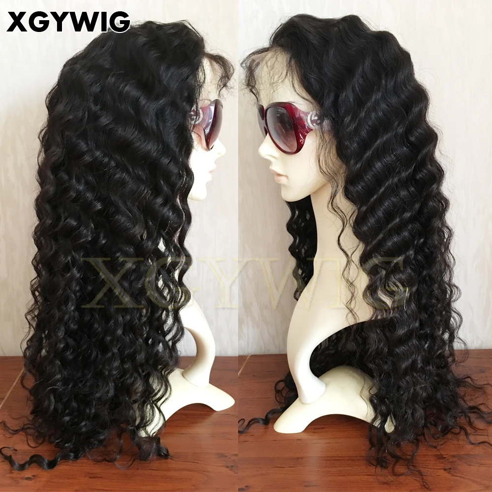 

Stock 100% virgin unprocessed citucle Peruvian hair 24" Natural color Pineapple Curl Glueless transparent lace front wig