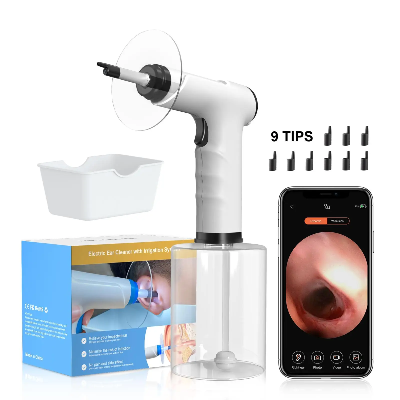 

2MP Camera 500ML Otitis Media Infection Cleaning Irrigation Machine Electronic Ear Wax Removal Irrigator for Home Use