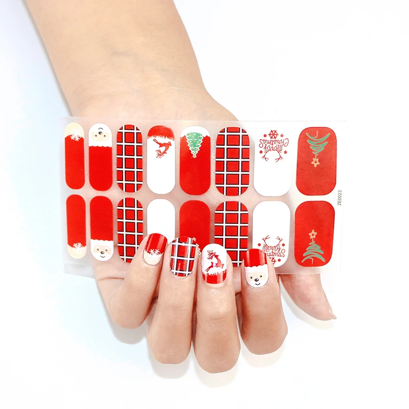 

Happy Christmas Beautiful Design Nail Polish Wraps Strips Nails Adhesive Stickers christmas nails sticker