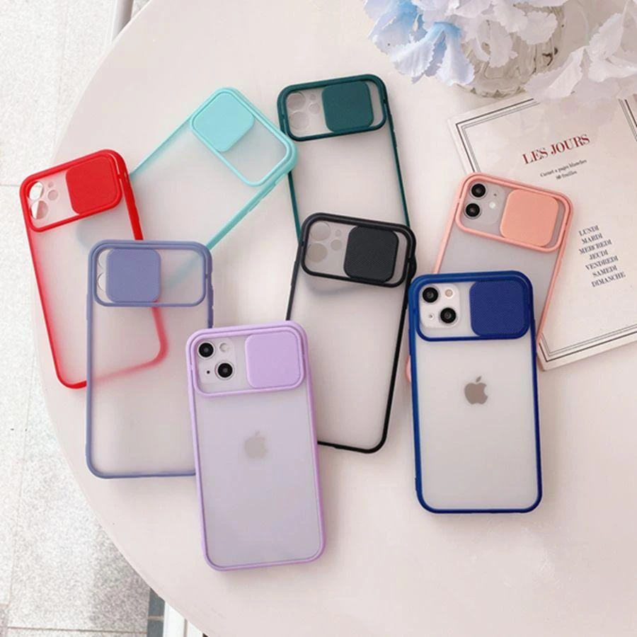 

Soft Back Slide Camera Lens Protection TPU Phone Case Cover For iPhone 13 12 11 Pro Max Mini, 8 hot colors choose