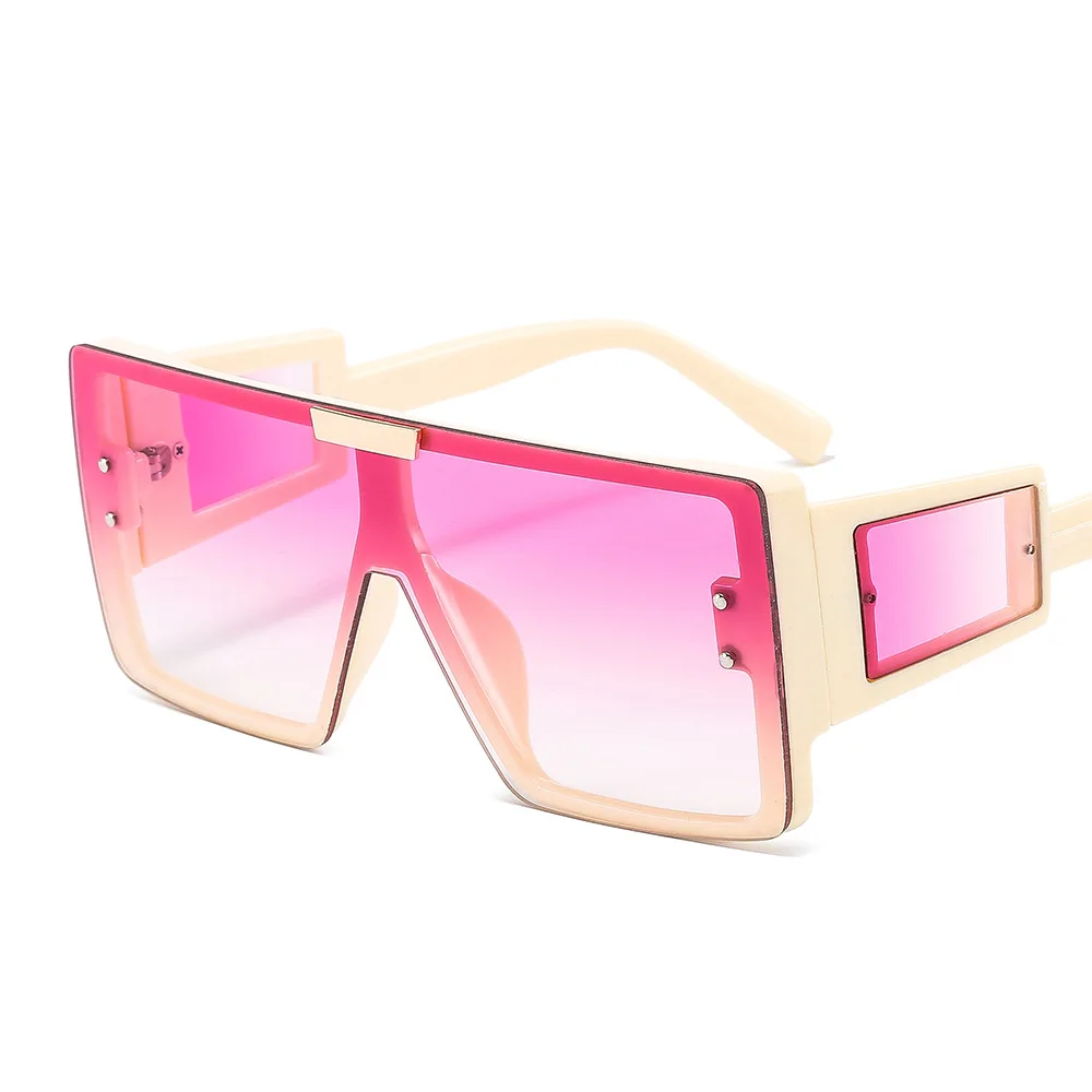 

LbashadesFemale Fashion Clear Sunglasses Men Women Big Frame Flat Top Sunglasses Oversized Shades High Quality Sun Glasses