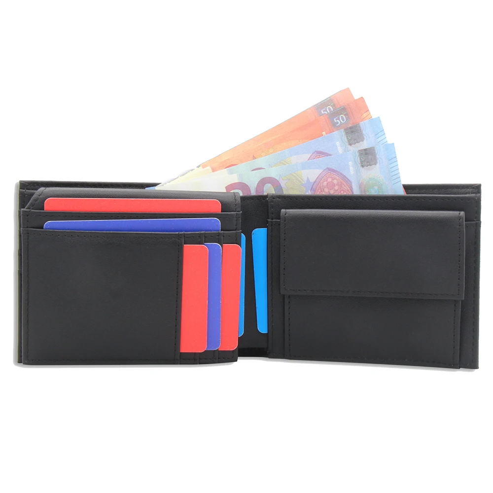 

Luxury Men's Genuine Leather Wallet, Compact Size Large Trifold Money Wallet with RFID Protection, Black, or any leather colors