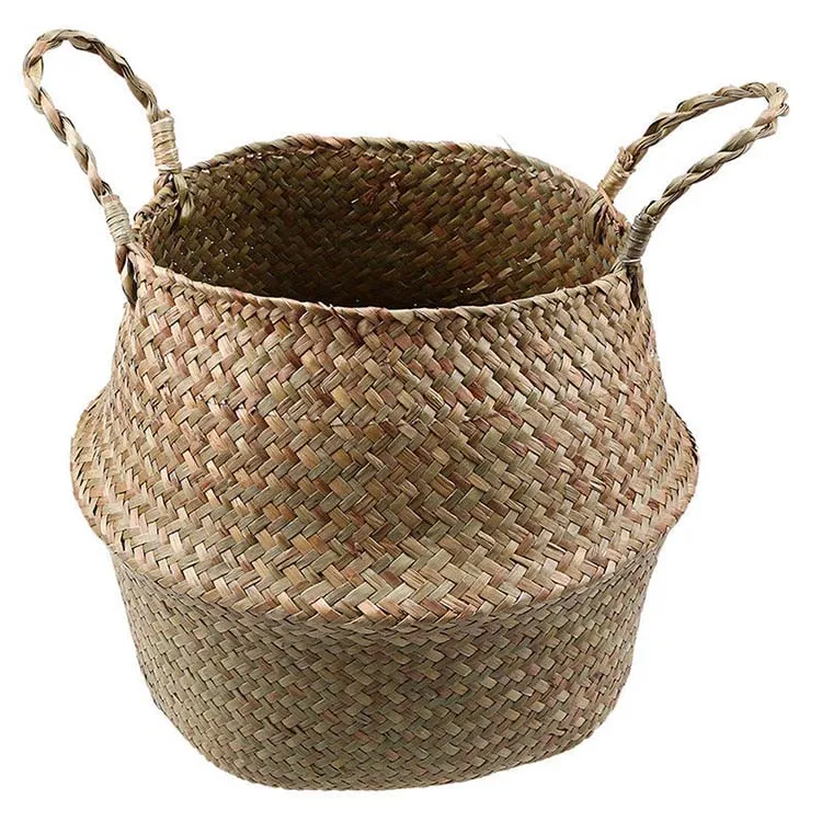 

Wholesale Nature Seagrass Belly Basket Flower Plant Storage Decors, Multi