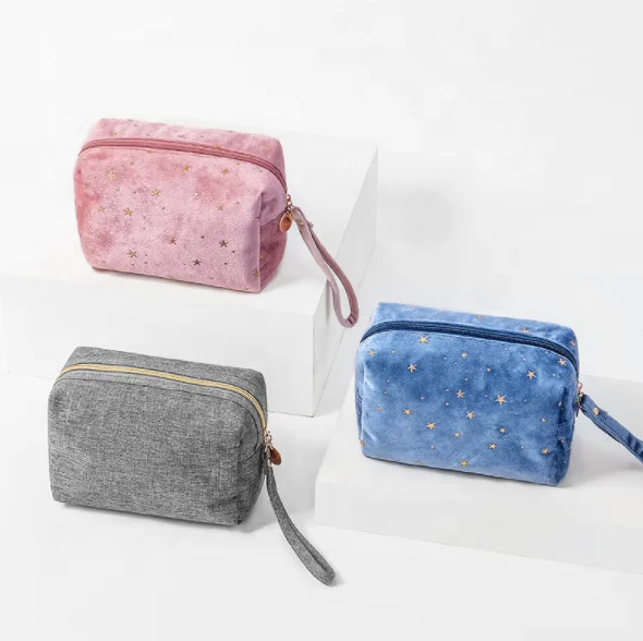 

High Quality Small Bronzing Star Anise Makeup Bag Custom Logo Plush Velvet Cosmetic Bag