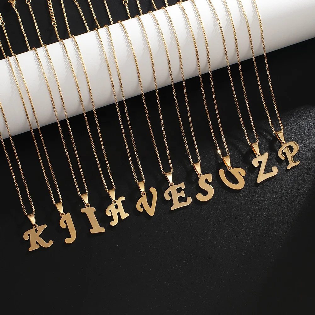 

Fashion stainless steel gold silver plated initial letters A-Z words pendant necklace jewelry, As the picture show