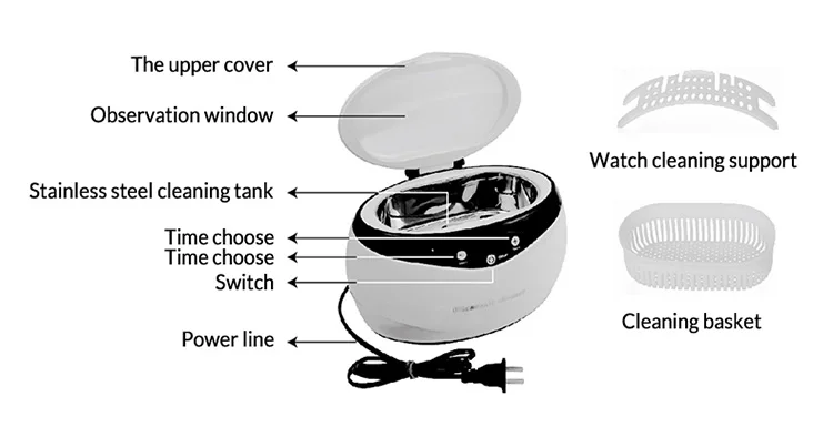 High Frequency 650Ml Large Tank Ultrasonic Cleaner With Digital Timer Jewelry Watch Glasses Cleaner