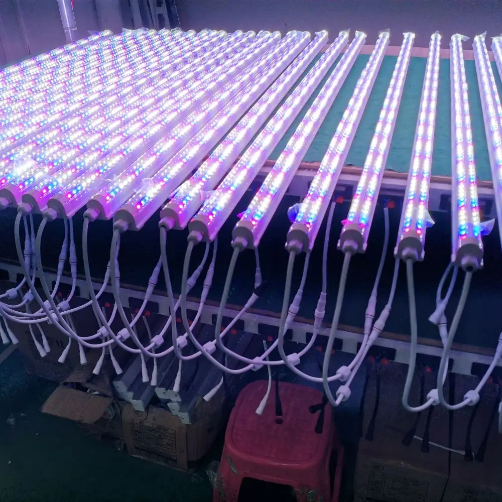 

ip65 waterproof led grow light T8 double rows blue greenhouse full spectrum uv red660nm grow tube 36w waterproof microgreens