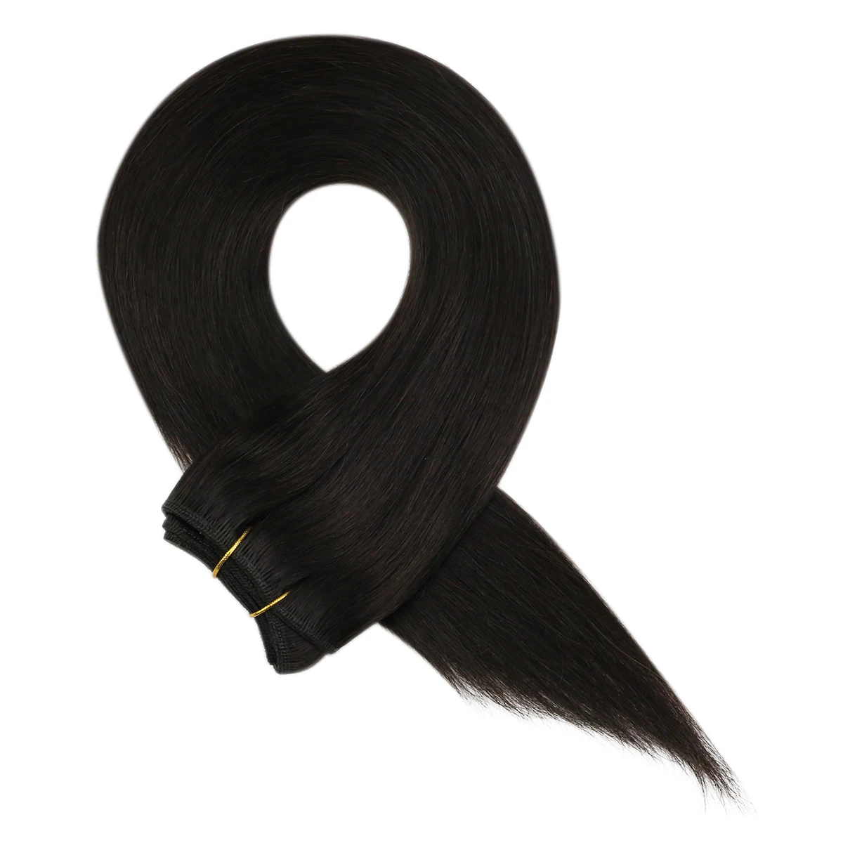 

Moresoo #1Jet Black Real Human Hair Extension Bundle Hair Extension Weft, #1 jet black