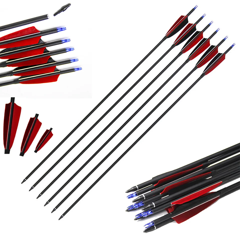 

7.6mm Hybrid Archery Carbon Arrow Hunting Real Turkish Feather Shooting Archery Recurve Traditional Bow Longbow Carbon Arrow