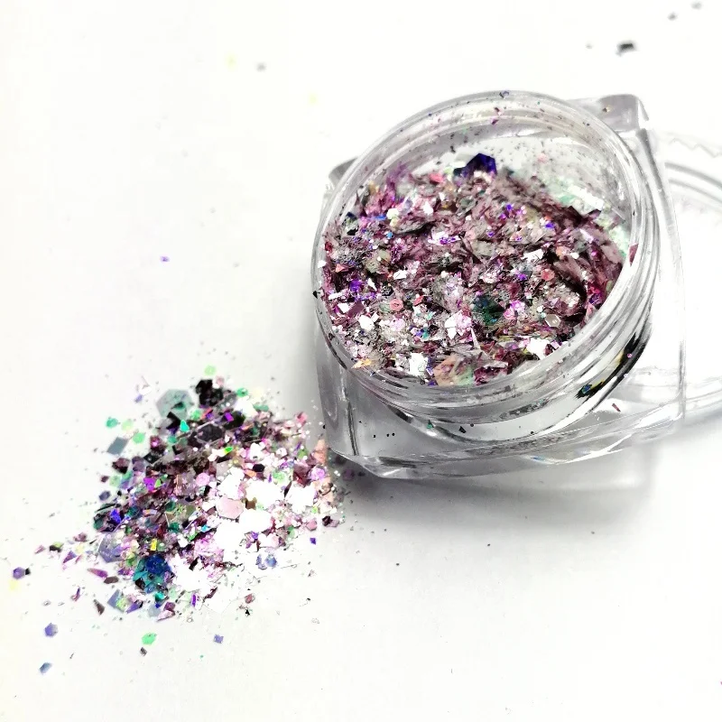 

Nail Glitter Sequin Hexagon Mixed Glitter Charm Chrome Mirror Flakes Nails Chunky Powders System Art Acrylic Polish Art