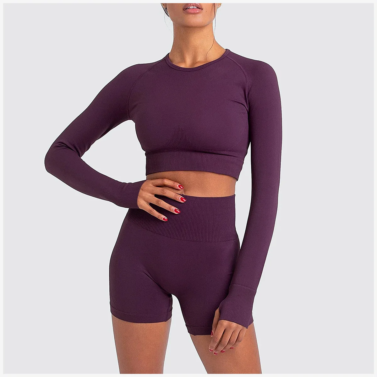 

Women Stretch Compression Thick Squat Proof Running Active Shorts and Tops Set