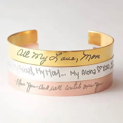 

Customizable Bangle With 14K Gold Plated Stainless Steel Cuff Bracelet, Customized color