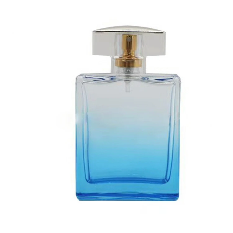Amazon Hot Sell Unique Square Luxury Blue Exquisite Glass Spray Perfume ...