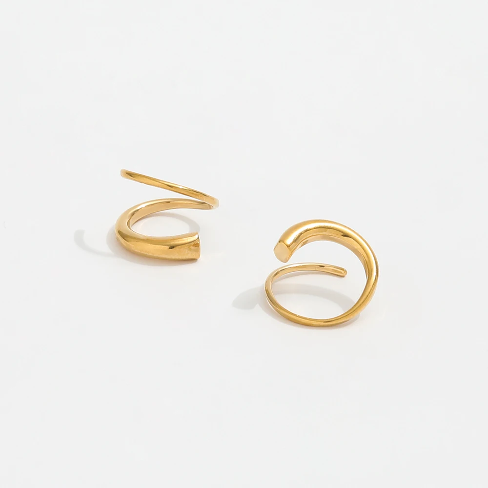 

JOOLIM Jewelry PVD 18K Gold Plated Spiral Gradient Linellae Earring Stainless Steel Jewelry Trendy Jewelry