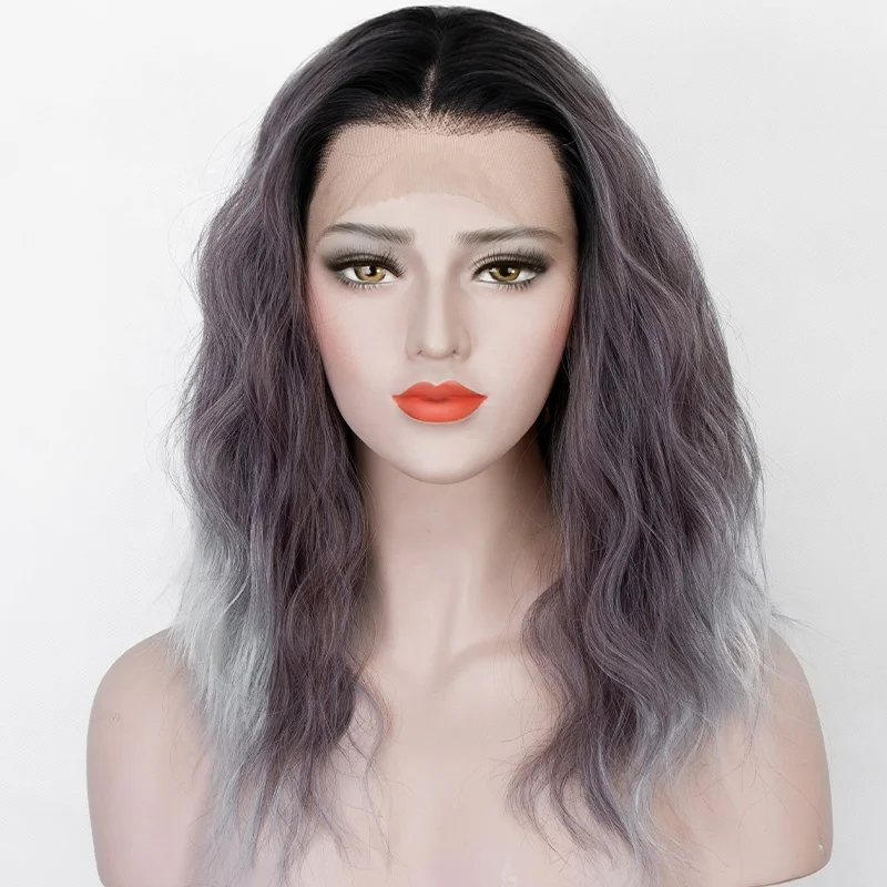

Aliblisswig Ombre Grey Body Wave Bob Wigs Heat Resistant Free Part Cheap Wigs Synthetic Lace Front Wigs for Women