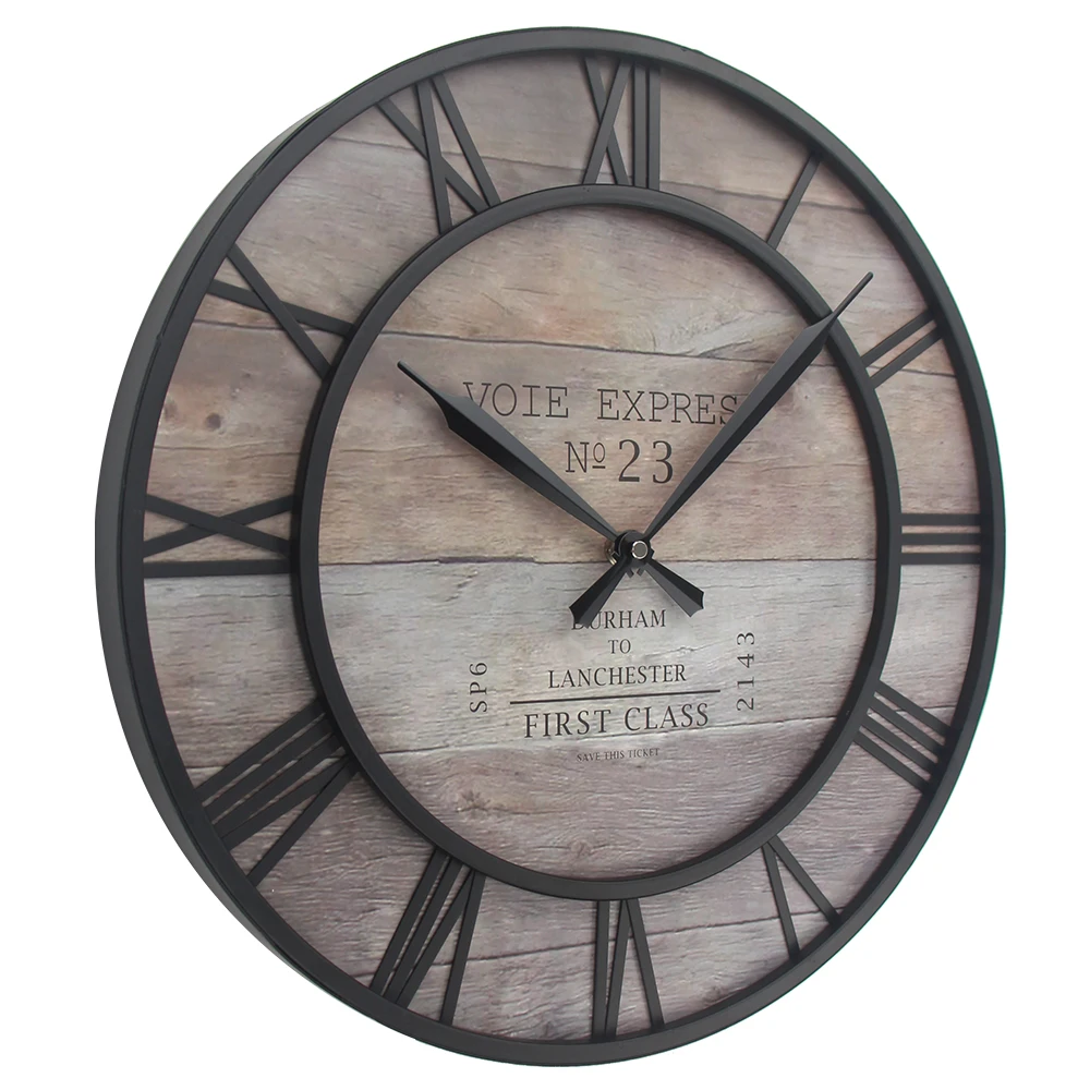 

Large craft vintage metal wall clock for home Decoration Industrial style gear clocks wall Roman number retro clock antique