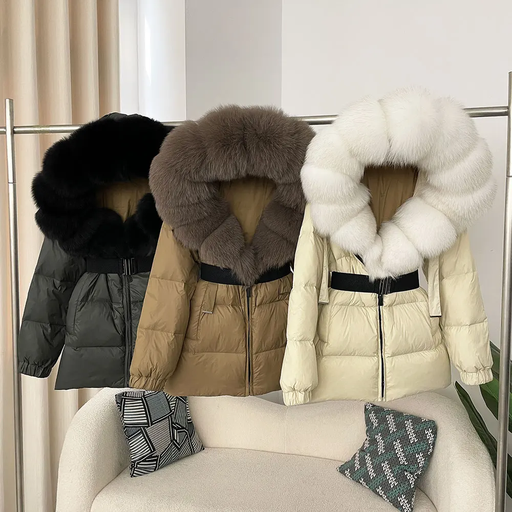 OFTBUY 2025 New Winter Puffer Down Jacket Women Real Fox Fur Hooded Thick Warm 90% White Duck Down Coat Female Waterproof Parka