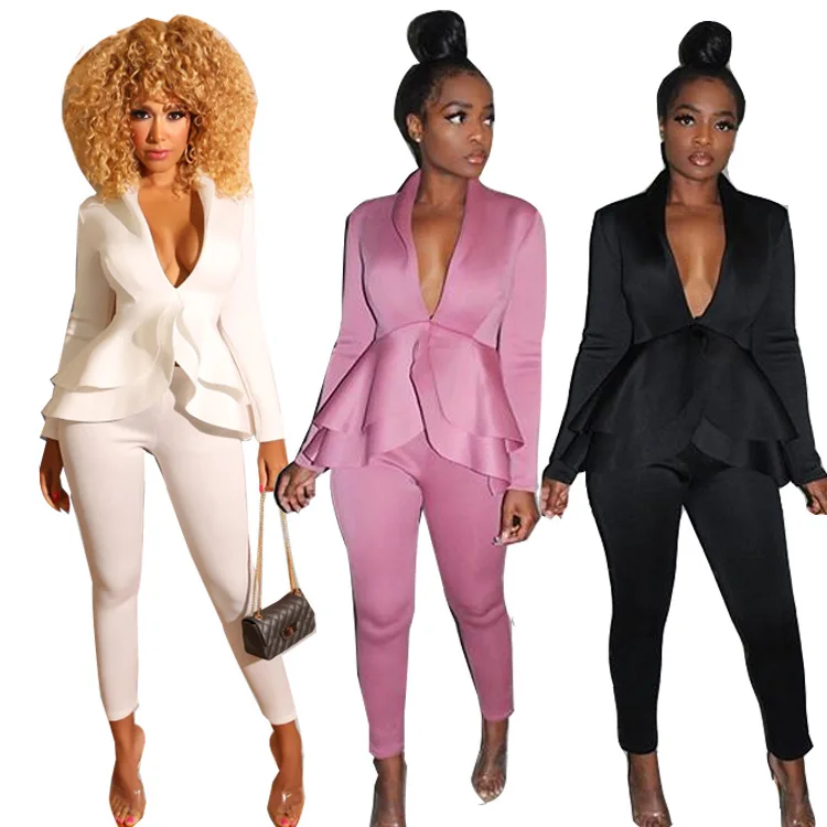 

European fancy business suit two pieces set for women elegant formal office ladies wear