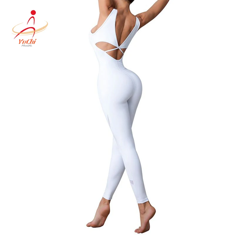 

The hot new sexy beauty back yoga suit shows hip fast dry breathable fitness suit hip jumpsuit women, Black, white, dark blue