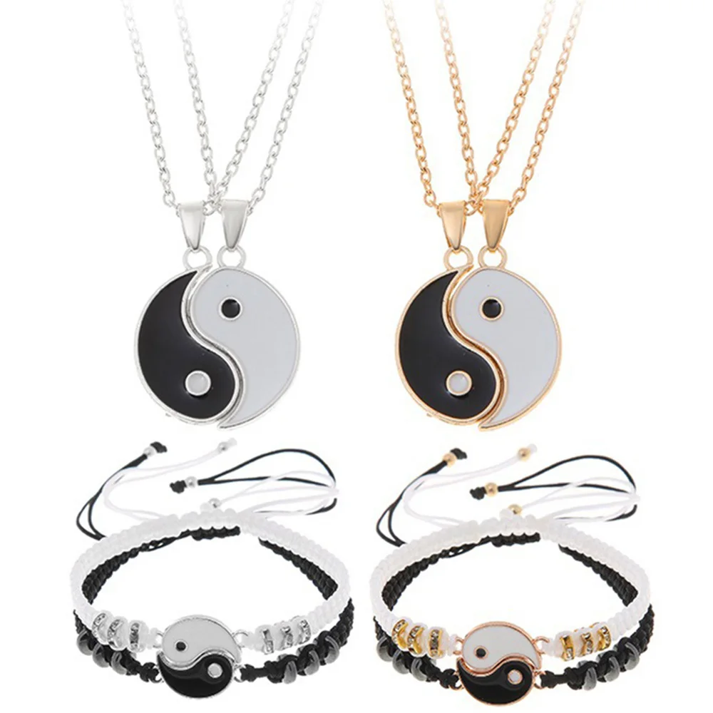 

Valentine's Day Jewelry Tai Chi Necklaces Bracelet Yin Yang Pendant Puzzle Piece For Couple Friends Choker Yin Yang Necklace