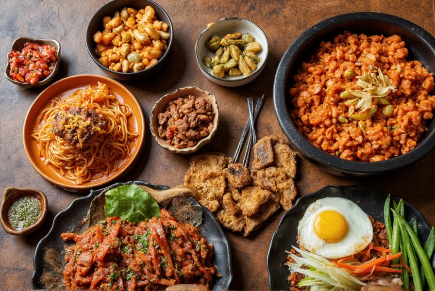 Traditional Korean dishes featuring gochugaru including kimchi, tteokbokki, and bibimbap