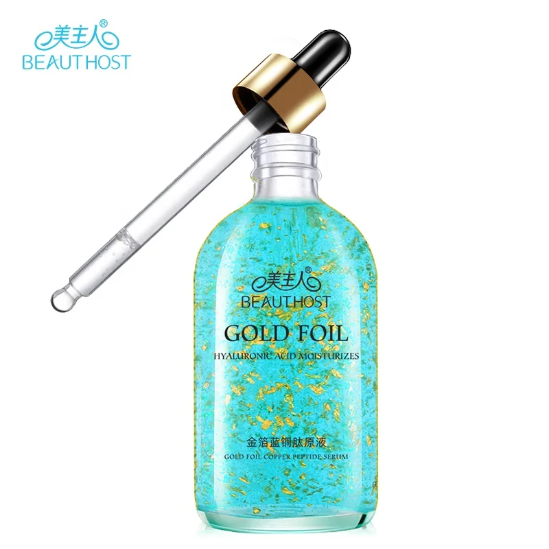 

OEM Hot Factory Price Private Label Skin Care 24K Gold Foil Facial Serum Blue Copper Peptide Face Serum Organic