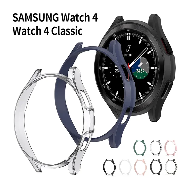 

Full Protective Bumper Shell Watch Case for Samsung Galaxy Watch 4 40mm 44mm PC Matte Hard Cover for Watch 4 Classic 42MM 46MM, Black,blue,white,green ,red