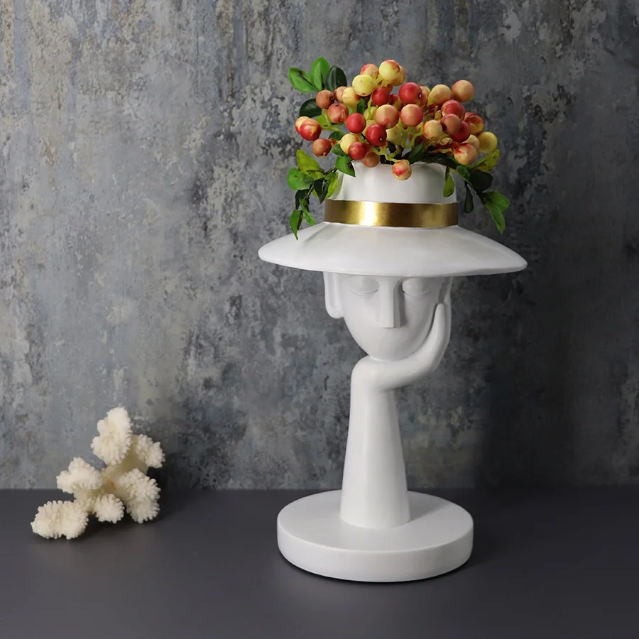 

Nordic New Design White Modern Wedding Porcelain resin Flower Vase For Home Decoration Nordic Modern Ins Face Art Vase