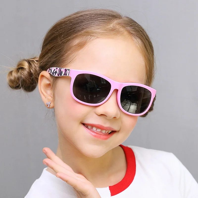 

Fashion Custom Silicone Square Girls Sunglasses Kids HD Polarization Boy Baby Patterned Temples Sun Glasses for UV400, 5 colors