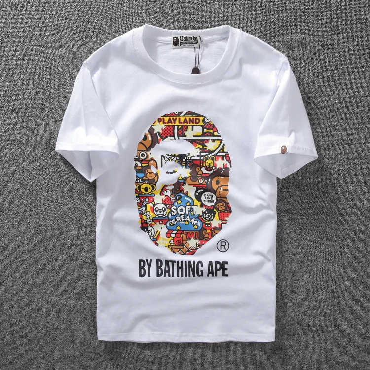 

Fashion Designer Bathing Ape T Shirt Men Trendy Loose Printed Tshirt with Hot Sell