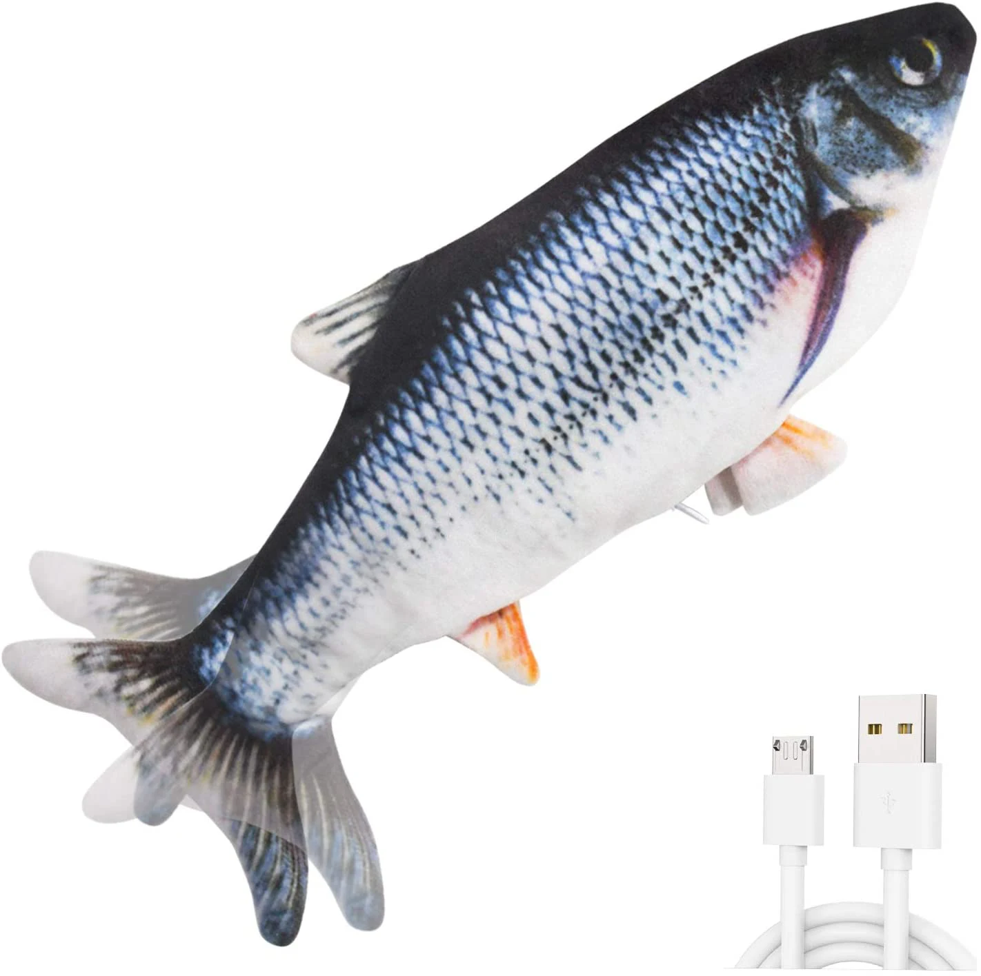 

Dreamzoo Dropshipping Amazon Top Seller USB Electric Simulation Pet Fish Simulation Realistic Moving Fish Pet Cat Toy, 3 colors