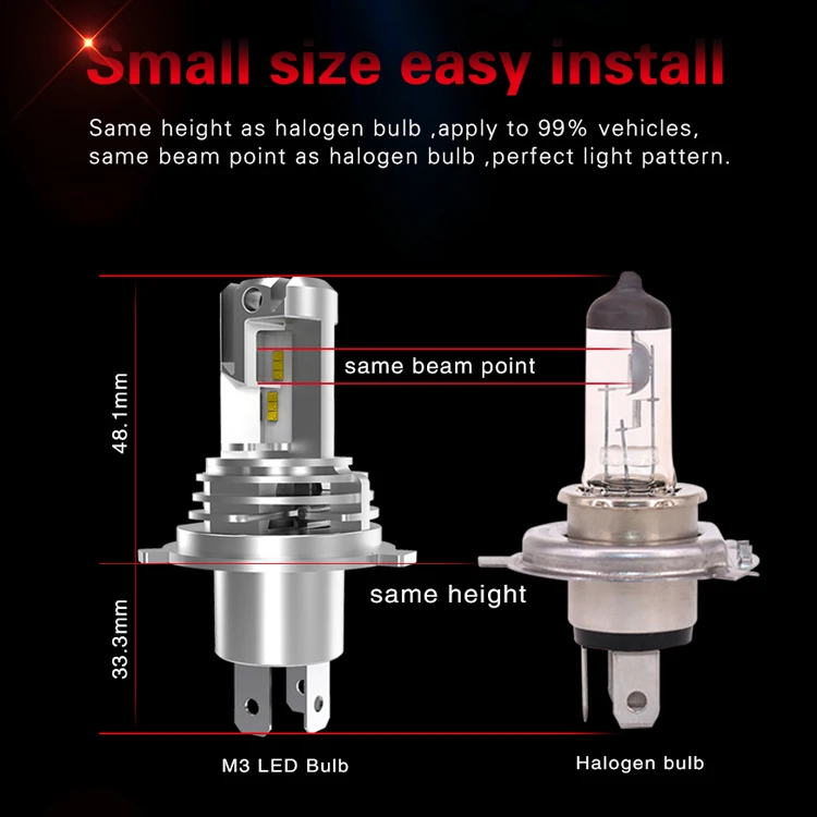 
New designed super bright high Lumen H4 led headlight kit for cars 
