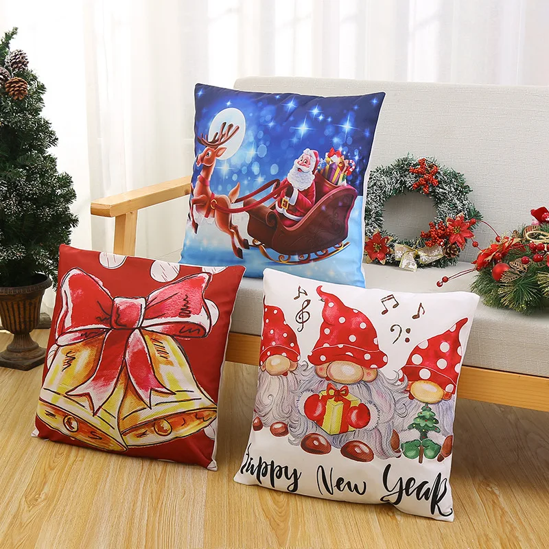 

45*45Cm Christmas Pillowcase Cushion Cover Home Decor Super Soft Xmas Design Square Pillow Cover For Festival Decoration