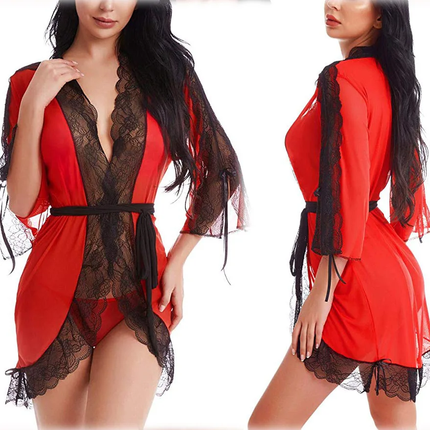 

NY-1041 New Amazon Hot Sales Robe Set Lingerie One Piece Set