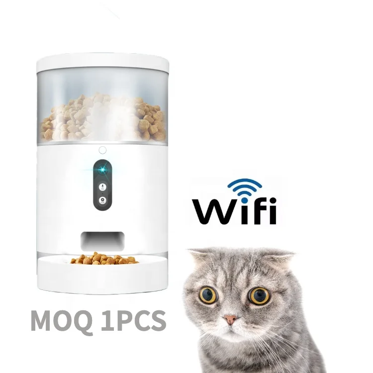 

cats dogs pet feeder camera supplies treat dispenser night vision two way audio wifi smart automatic food dispenser pet toys, White