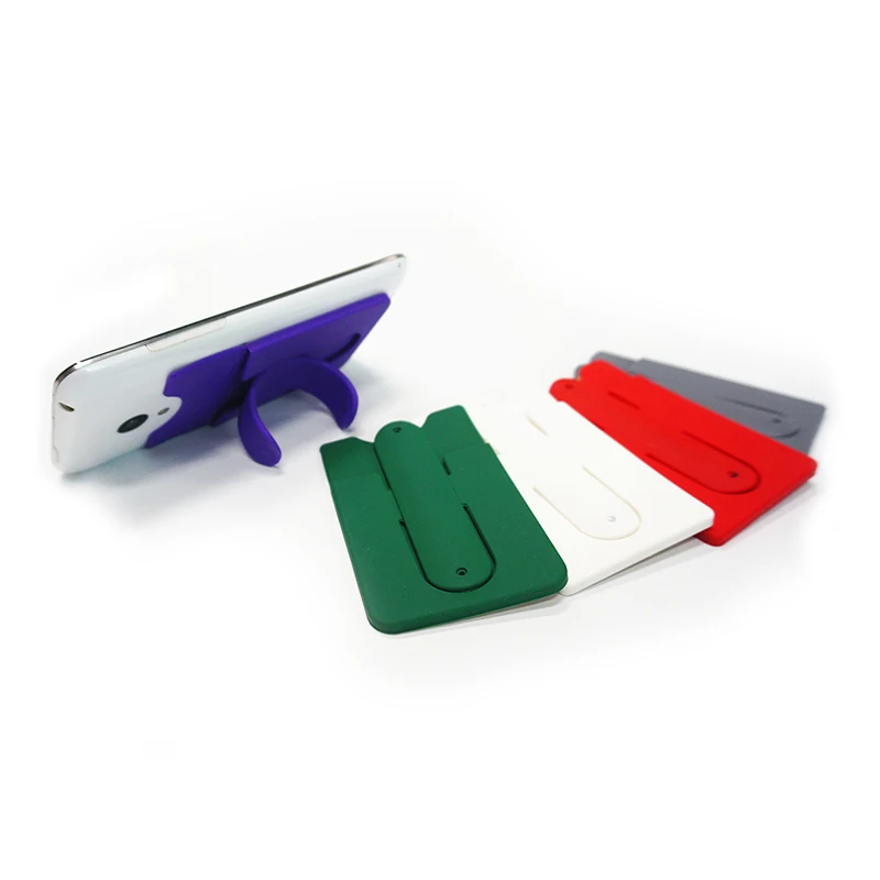 

Customized Cell Phone Wallet Silicone Credit Card Holder with Adhesive Stick-on Stand, White,black,red,all custom colors