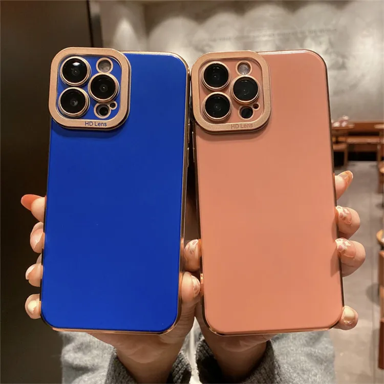 

For iPhone Case Soft Electroplated Lens Protective Case For iPhone 12 11 13 Pro Max Shockproof Matte Plating Cover For iPhone 13